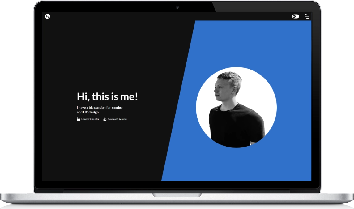 Landing page of my portfolio